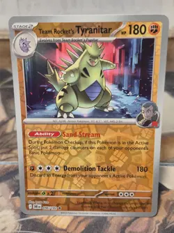 Pokemon TCG Team Rocket’s Tyranitar NM Reverse Holo Rare 096/182 Destined Rivals - Image 1