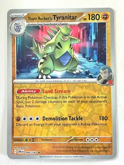 Team Rocket’s Tyranitar 096/182 Reverse Holo Rare Destined Rivals Pokemon TCG NM - Image 1