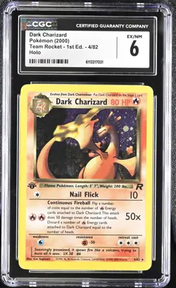 CGC 6 - Dark Charizard 4/82 1st Edition Holo Team Rocket Graded Pokemon Card - Image 1