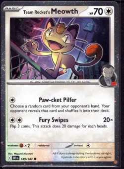 Team Rocket's Meowth (Cosmos Holo) Common Miscellaneous Cards & Products 149/182 - Image 1