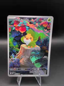 Pokemon TCG Sewaddle Card 87/86 SV White Flare Holo Illustration Rare - Image 1