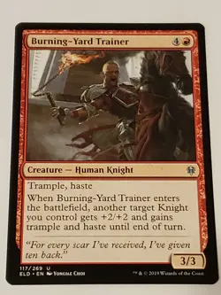 Burning-Yard Trainer Throne of Eldraine Mtg Card Mint Condition - Image 1