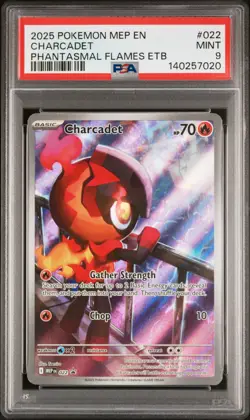 2025 POKEMON MEP EN-ME BLACK STAR PROMO #022 CHARCADET PSA 9 - Image 1