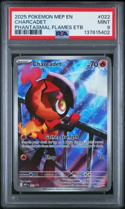 2025 POKEMON MEP EN-ME BLACK STAR PROMO #022 CHARCADET PSA 9 - Image 1