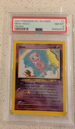 2001 Pokemon TCG Mew 01/18 Southern Islands Reverse Holo, PSA 8 SWIRL - Image 1