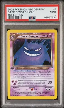 2002 POKEMON NEO DESTINY #6 DARK GENGAR HOLO-RARE 1ST EDITION PSA 9 MINT - Image 1