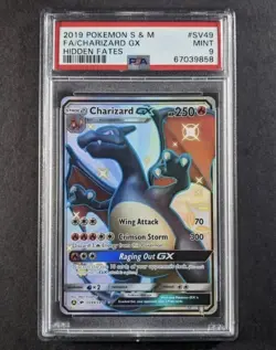 2019 Pokemon S & M Hidden Fates SV49 Charizard Ex PSA 9 MINT FA - Image 1