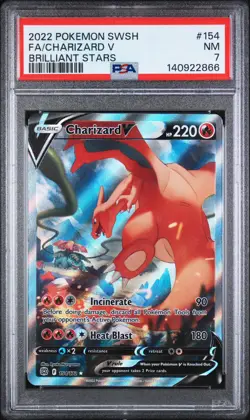 2022 POKEMON SWORD & SHIELD BRILLIANT STARS #154 FULL ART/CHARIZARD V PSA 7 - Image 1