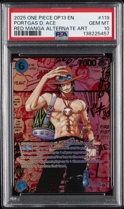 2025 ONE PIECE OP13-CARRYING ON HIS WILL #119 PORTGAS D. ACE PSA 10 - Image 1