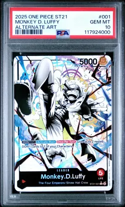 2025 ONE PIECE STARTER DECK ST21-EX GEAR 5 ALTERNATE ART MONKEY.D.LUFFY PSA 10 - Image 1