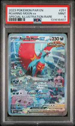 2023 POKEMON PAR EN-PARADOX RIFT SPECIAL ILLUSTRATION RARE ROARING MOON EX PSA 9 - Image 1