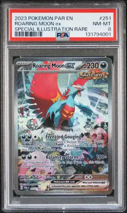 2023 POKEMON PAR EN-PARADOX RIFT SPECIAL ILLUSTRATION RARE ROARING MOON EX PSA 8 - Image 1