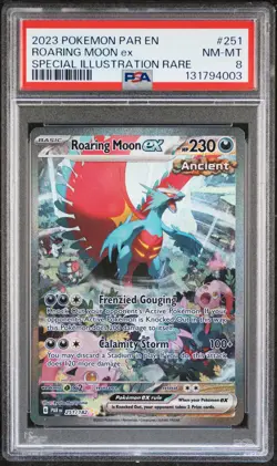 2023 POKEMON PAR EN-PARADOX RIFT SPECIAL ILLUSTRATION RARE ROARING MOON EX PSA 8 - Image 1