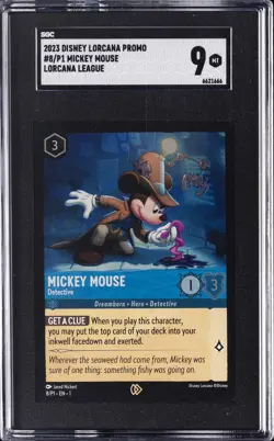 2023 DISNEY LORCANA PROMO LORCANA LEAGUE #8/P1 MICKEY MOUSE SGC 9 - Image 1