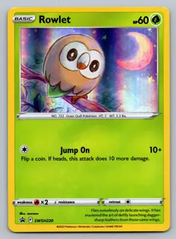 Rowlet Pokemon Sword & Shield SWSH220 Holo Black Star Promo NM - Image 1