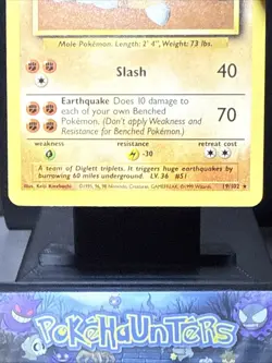 Pokemon Card Dugtrio 19/102 Base Set Non Holo Rare Light Play 2 - Image 3