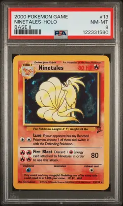 2000 POKEMON BASE SET 2 #13 NINETALES-HOLO PSA 8 - Image 1