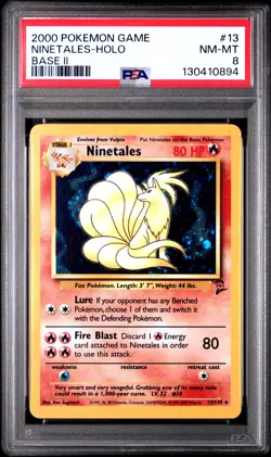 2000 POKEMON BASE SET 2 #13 NINETALES-HOLO PSA 8 - Image 1