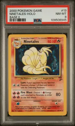 Ninetales Holo Base Set 2 PSA 8 2000 Pokemon Game Base Set 2 #13 - Image 1