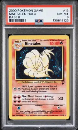 2000 POKEMON BASE SET 2 #13 NINETALES-HOLO PSA 8 - Image 1
