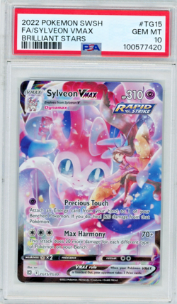 2022 Pokemon SWSH Brilliant Stars Sylveon Vmax TG15/TG30 Full Art PSA 10 - Image 1