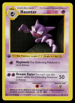 Pokemon Card - Haunter Base Set (Shadowless) 29/102 Uncommon 1st Edition - Image 1
