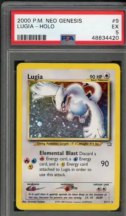 2000 Pokemon Neo Genesis Lugia Holo #9 PSA 5 EXCELLENT - Image 1