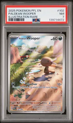 2025 POKEMON PFL EN-PHANTASMAL FLAMES ILLUSTRATION RARE PALDEAN WOOPER PSA 7 - Image 1