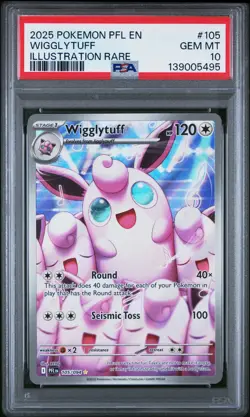 2025 POKEMON PFL EN-PHANTASMAL FLAMES ILLUSTRATION RARE #105 WIGGLYTUFF PSA 10 - Image 1