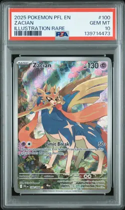 2025 POKEMON PFL EN-PHANTASMAL FLAMES ILLUSTRATION RARE #100 ZACIAN PSA 10 - Image 1