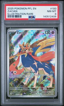 2025 POKEMON PFL EN-PHANTASMAL FLAMES ILLUSTRATION RARE #100 ZACIAN PSA 8 - Image 1