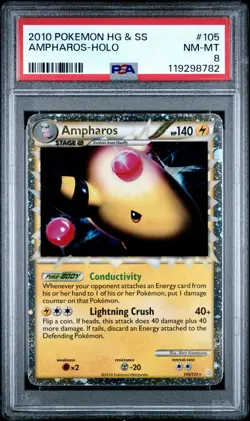 2010 POKEMON HEARTGOLD AMPHAROS PRIME #105 ULTRA RARE PSA 8 NM #119298782 - Image 1