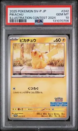 PSA 10 GEM MINT 2024 Pokemon Card Pikachu Illustration Contest Promo 242/SV-P - Image 1