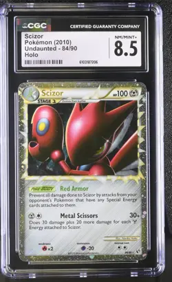 2010 POKEMON HG&SS UNDAUNTED SCIZOR PRIME 84/90 ULTRA RARE HOLO FOIL CGC 8.5 - Image 1