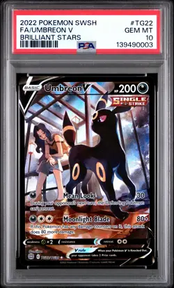 2022 POKEMON SWORD & SHIELD BRILLIANT STARS #TG22 FULL ART/UMBREON V PSA 10 - Image 1