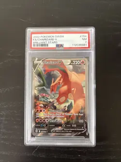 2022 POKEMON SWORD & SHIELD BRILLIANT STARS #154 FULL ART/CHARIZARD V PSA 7 - Image 1