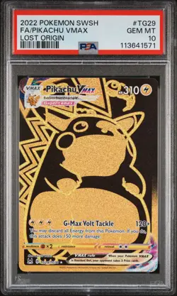 2022 POKEMON SWORD & SHIELD LOST ORIGIN #TG29 FULL ART/PIKACHU VMAX PSA 10 - Image 1