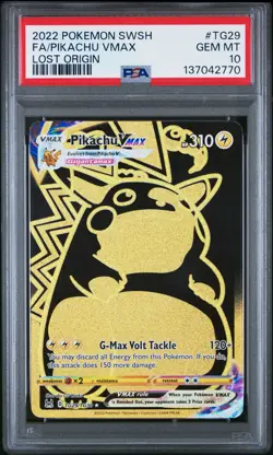 2022 POKEMON SWORD & SHIELD LOST ORIGIN #TG29 FULL ART/PIKACHU VMAX PSA 10 - Image 1