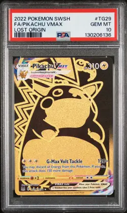 2022 POKEMON SWORD & SHIELD LOST ORIGIN #TG29 FULL ART/PIKACHU VMAX PSA 10 - Image 1