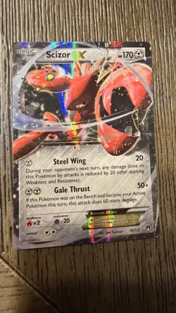 Scizor-EX 76/122 ultra-rare Holofoil Pokemon card from the 2016 XY BREAKpoint - Image 1