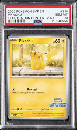 2025 POKEMON SVP EN-SV BLACK STAR PROMO ILLUSTRATION CONTEST 2024 PIKACHU PSA 10 - Image 1