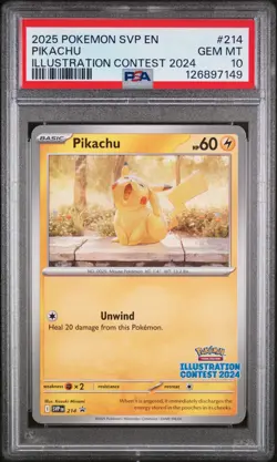 2025 POKEMON SVP EN-SV BLACK STAR PROMO ILLUSTRATION CONTEST 2024 PIKACHU PSA 10 - Image 1
