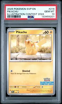 2025 POKEMON SVP EN-SV BLACK STAR PROMO ILLUSTRATION CONTEST 2024 PIKACHU PSA 10 - Image 1