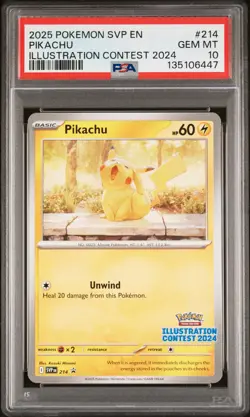 2025 POKEMON SVP EN-SV BLACK STAR PROMO ILLUSTRATION CONTEST 2024 PIKACHU PSA 10 - Image 1