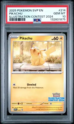 2025 POKEMON SVP EN-SV BLACK STAR PROMO ILLUSTRATION CONTEST 2024 PIKACHU PSA 10 - Image 1