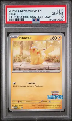 2025 POKEMON SVP EN-SV BLACK STAR PROMO ILLUSTRATION CONTEST 2024 PIKACHU PSA 10 - Image 1