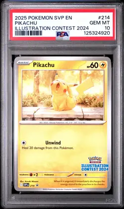 2025 POKEMON SVP EN-SV BLACK STAR PROMO ILLUSTRATION CONTEST 2024 PIKACHU PSA 10 - Image 1