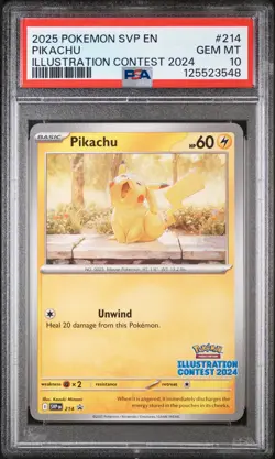 2025 POKEMON SVP EN-SV BLACK STAR PROMO ILLUSTRATION CONTEST 2024 PIKACHU PSA 10 - Image 1