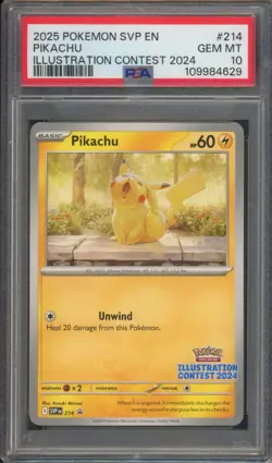 2025 POKEMON SVP EN-SV BLACK STAR PROMO ILLUSTRATION CONTEST 2024 PIKACHU PSA 10 - Image 1