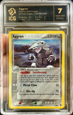 2007 Pokemon EX Power Keepers Aggron Holo Rare 1/108 ICG 7 Near Mint - Image 1